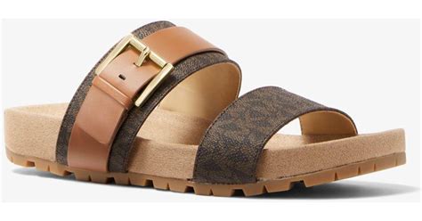 michael kors logo plaque sandal|mylah logo and leather sandal.